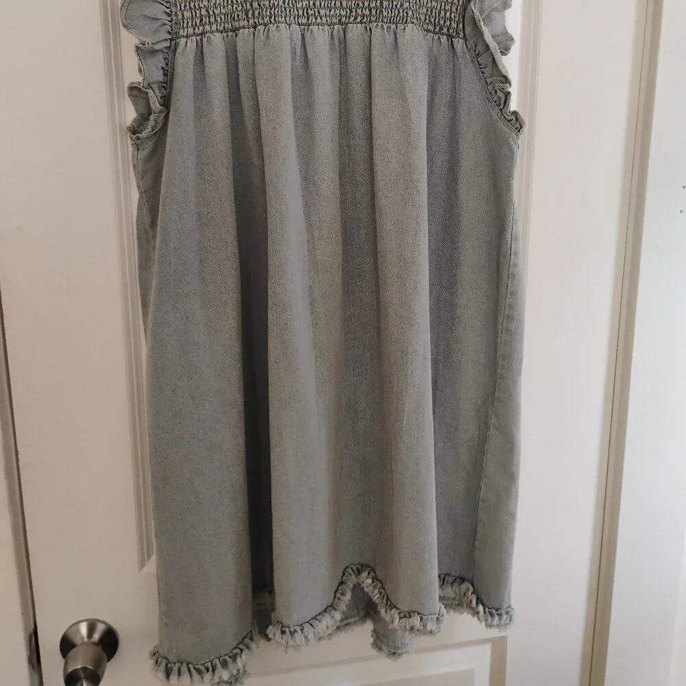 Umgee Butterfly Shoulder Denim Dress Size L NWT - Picture 3 of 7
